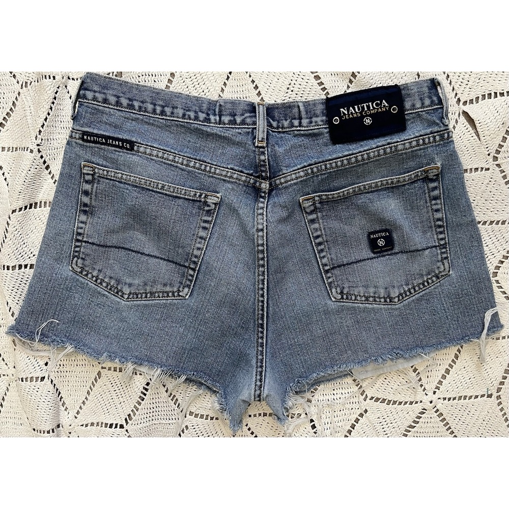 Y2K Nautica Denim Cutoff Shorts Light Wash Raw‎ Hem 100% Cotton Size 30  8/10